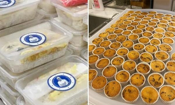 Những hộp cơm và bánh mà Hoàng hậu Malaysia làm tặng nhân viên y tế chống dịch. Ảnh: Instagram.