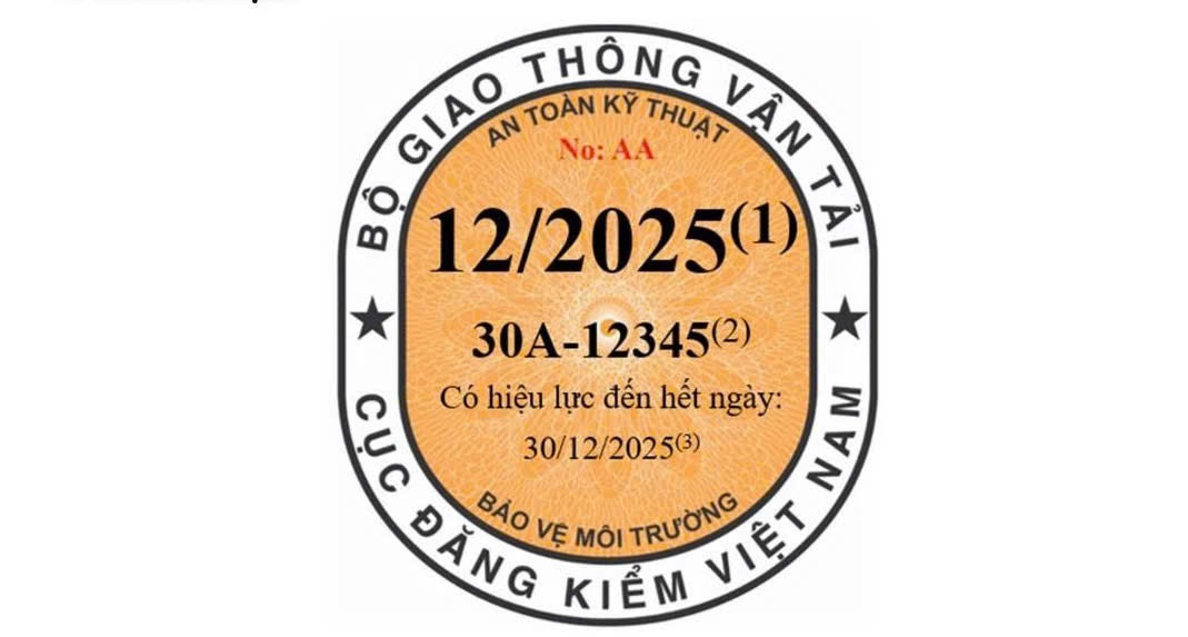 Tem màu vàng cam dùng cho các xe cơ giới không dùng năng lượng sạch. Ảnh: Bộ GTVT. Tem màu vàng cam dùng cho các xe cơ giới không dùng năng lượng sạch. Ảnh: Bộ GTVT.