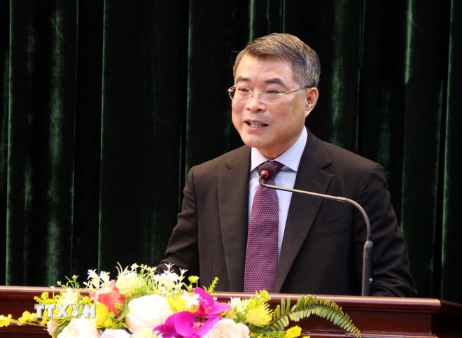 Ủy viên Bộ Chính trị, Bí thư Trung ương Đảng, Trưởng Ban Tổ chức Trung ương Lê Minh Hưng phát biểu tại Hội nghị. (Ảnh: Văn Đạt/TTXVN) Ủy viên Bộ Chính trị, Bí thư Trung ương Đảng, Trưởng Ban Tổ chức Trung ương Lê Minh Hưng phát biểu tại Hội nghị. (Ảnh: Văn Đạt/TTXVN)