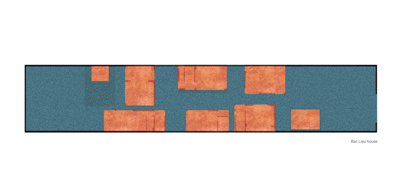 Công trình bao gồm bảy khối nhà riêng biệt, mỗi khối cao từ một đến hai tầng. Bố cục tổng thể đan xen giữa nhà với vườn.