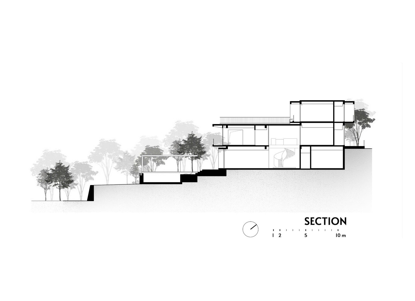 Bố cục kiến trúc được điều chỉnh cẩn thận theo địa hình dốc, với một loạt các khối chức năng được kết nối với nhau xếp chồng dọc theo sườn dốc. Mỗi khối được định hướng cẩn thận để thu được tầm nhìn đẹp nhất và tạo cảm giác rộng mở trên toàn bộ khu đất. Bố cục kiến trúc được điều chỉnh cẩn thận theo địa hình dốc, với một loạt các khối chức năng được kết nối với nhau xếp chồng dọc theo sườn dốc. Mỗi khối được định hướng cẩn thận để thu được tầm nhìn đẹp nhất và tạo cảm giác rộng mở trên toàn bộ khu đất.