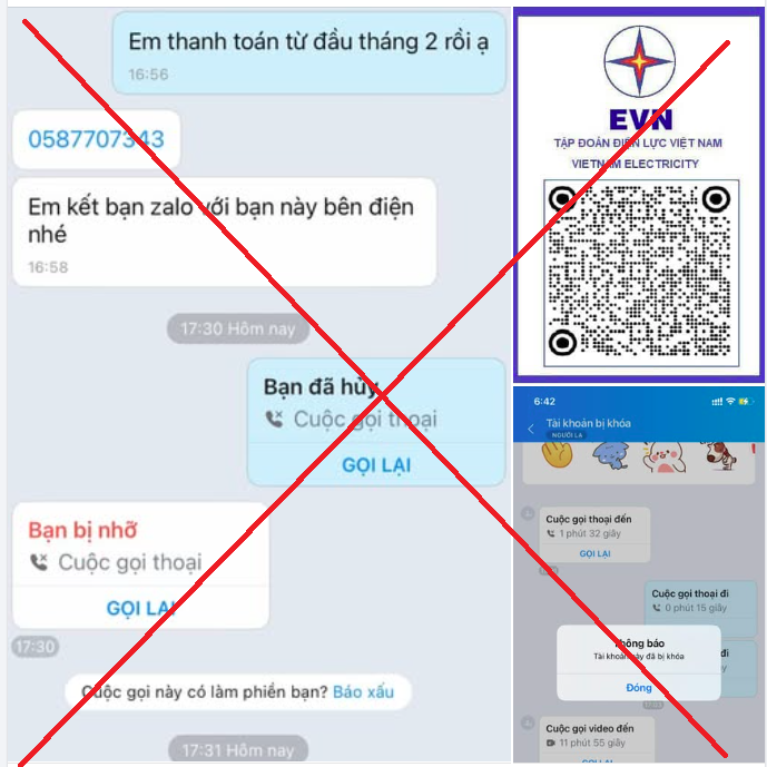 Sau khi chuyển khoản theo mã có chữ Tập đoàn Điện lực Việt Nam, chị Linh đã bị mất 5,4 triệu đồng. Ảnh: NVCC.