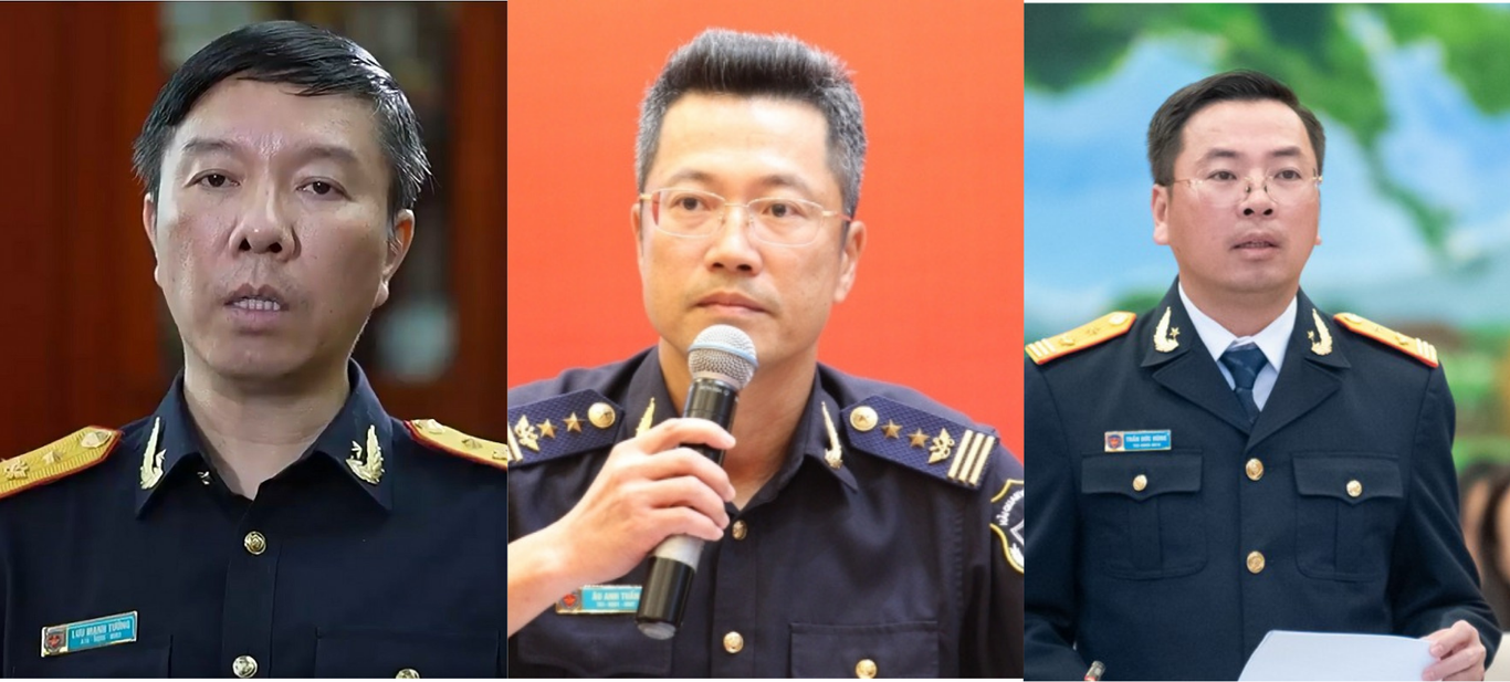 3 Phó Cục trưởng Cục Hải quan gồm ông Lưu Mạnh Tưởng, Âu Anh Tuấn, Trần Đức Hùng (từ trái qua).