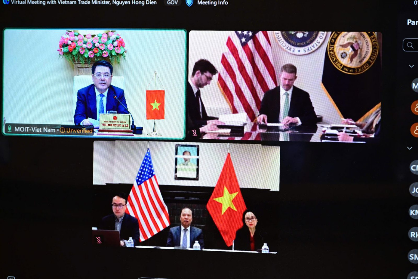 Bộ trưởng Công Thương Nguyễn Hồng Diên điện đàm với đại diện phía Mỹ về thuế đối ứng.