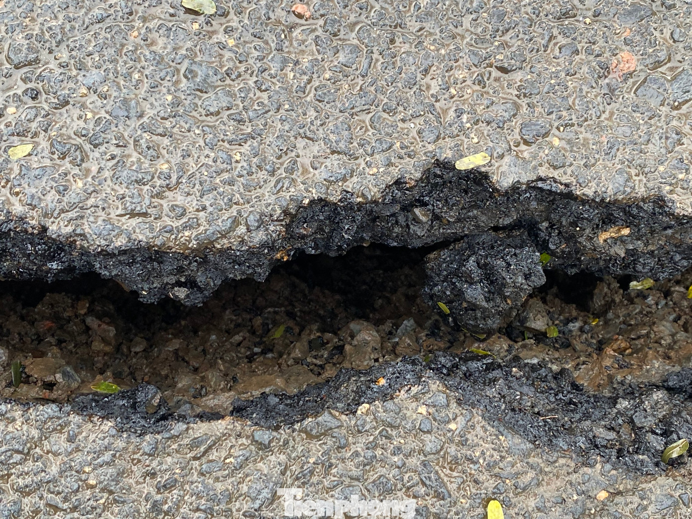 Vết nứt khá lớn và sâu.