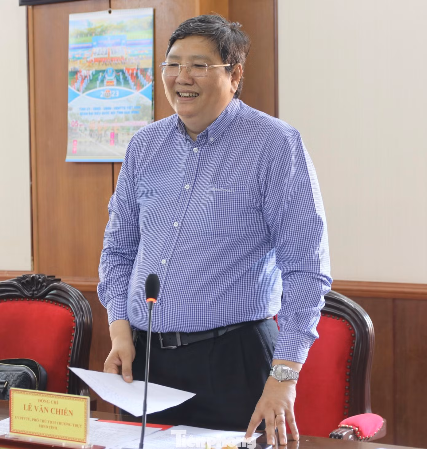 Ông Lê Văn Chiến, Ủy viên Ban Thường vụ Tỉnh ủy, Phó Chủ tịch thường trực UBND tỉnh Đắk Nông phát biểu tại buổi làm việc