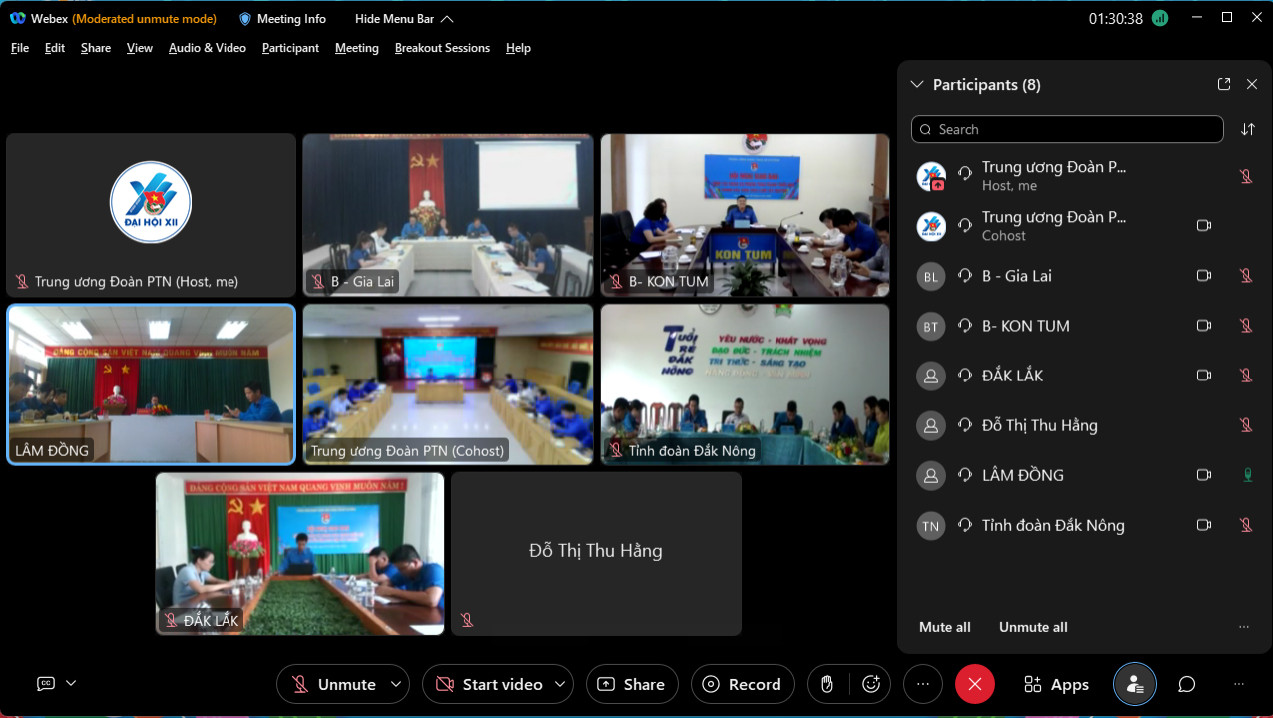 Các điểm cầu trực tuyến cụm Tây Nguyên.