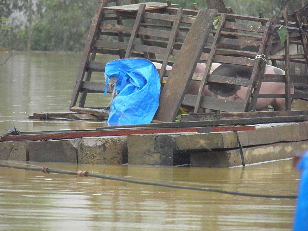 Người dân Tân Hoá đã không thể rời bỏ quê hương bản quán chỉ vì lũ lụt. Cái khó ló cái khôn, ban đầu họ dùng bè gỗ kết lại, khi lũ về để những gia súc, gia cầm, vật dụng thiết yếu như ti vi, xe máy. Người thì vẫn tiếp tục chạy vào núi tránh lũ.
