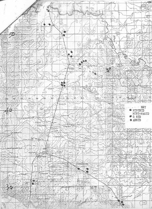 Bản đồ rải ADSID trên tuyến đường Trường Sơn của không quân Hải quân Mỹ