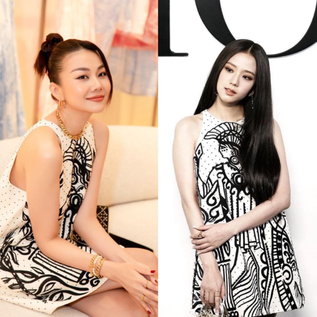 Diện cùng một chiếc đầm nhưng Thanh Hằng và Jisoo (BLACKPINK) mang lại thần thái hoàn toàn khác nhau.
