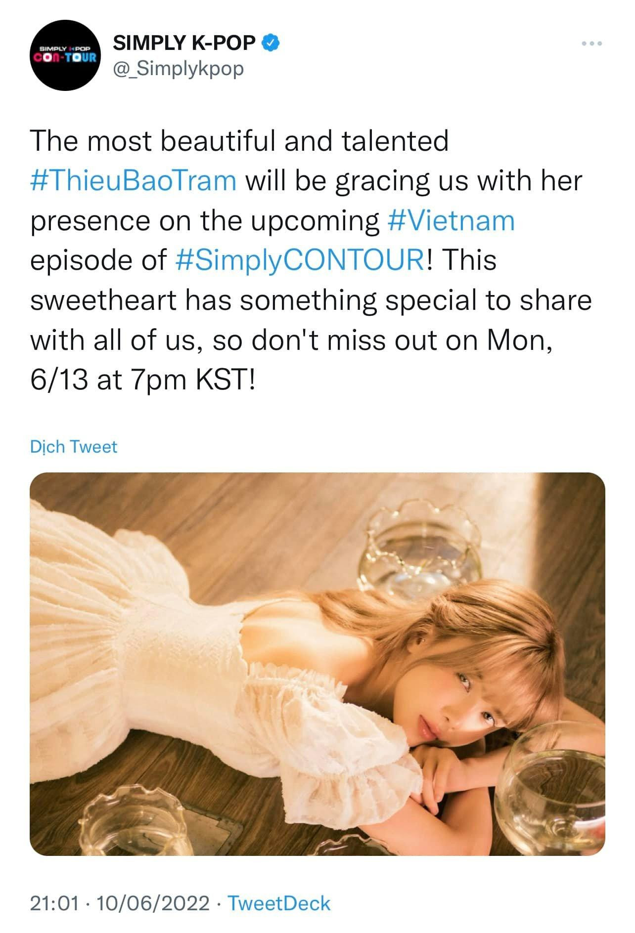 Chương trình thông báo về sự xuất hiện đặc biệt của Thiều Bảo Trâm