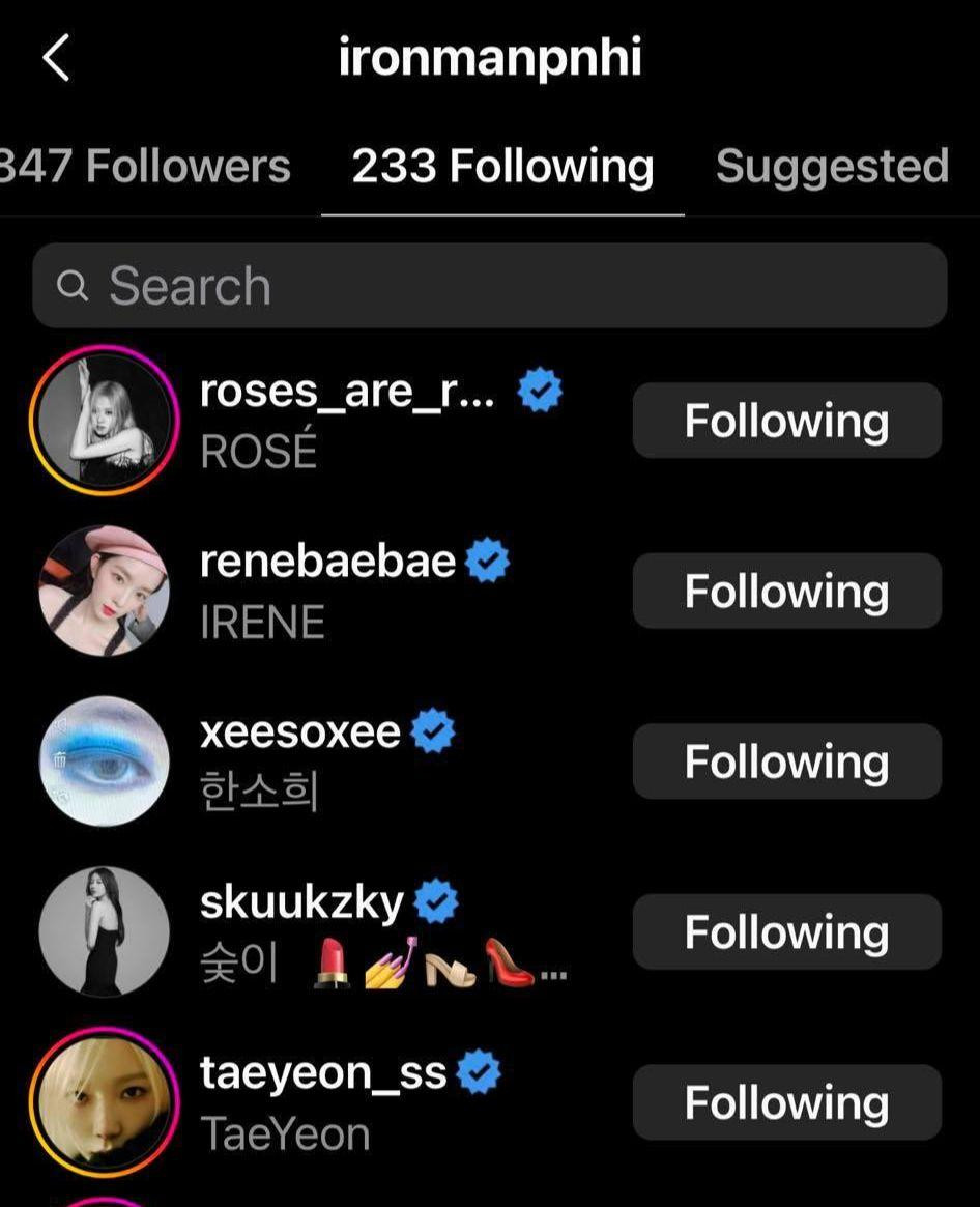 Phương Nhi follow rất nhiều idol K-Pop. - Ảnh: IG nhân vật.