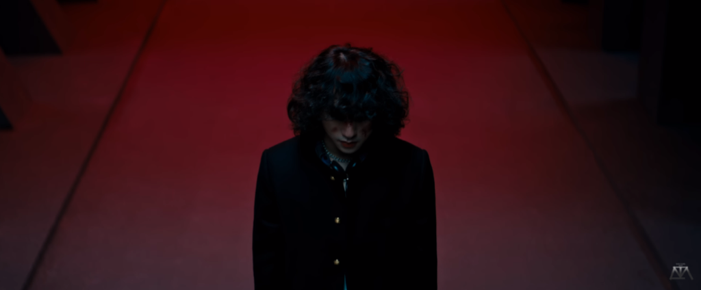 Nam ca sĩ trông khác lạ với mái tóc xù cùng với đó là khuôn mặt sầu thảm, đầy vết sẹo.