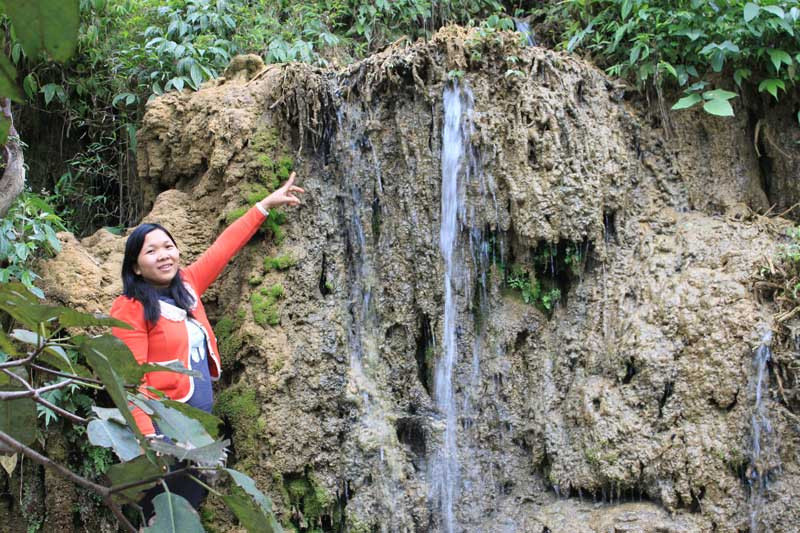 Các bộ rễ của cây ven suối Hiêu đã hóa đá. Ảnh: Hoàng Lam