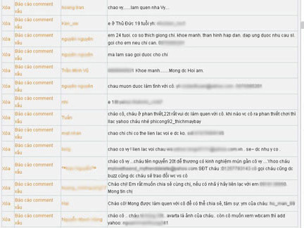 Nhiều trang web được các bà quan tâm, tại những địa chỉ này, nhiều cuộc nói chuyện mùi mẫn xen lẫn những màn ngã giá diễn ra sôi động như “chợ tình”