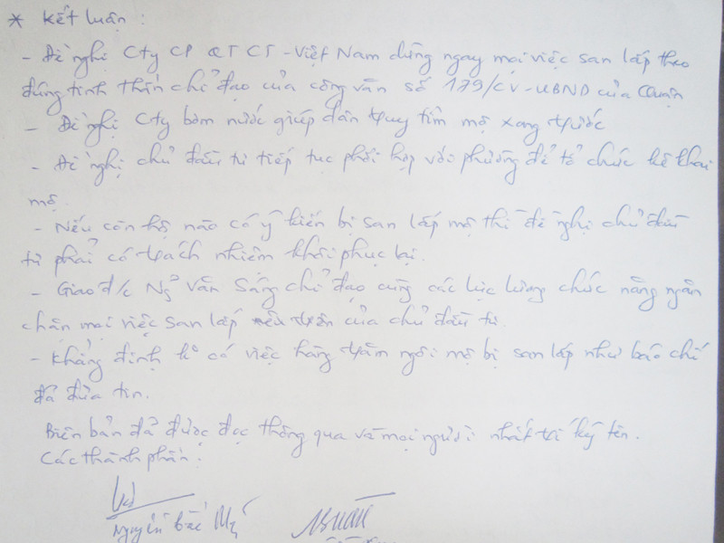 Biên bản cuộc họp ngày 18-3 tại Hội trường khu dân cư Tứ Kỳ (phường Hoàng Liệt, quận Hoàng Mai, Hà Nội)