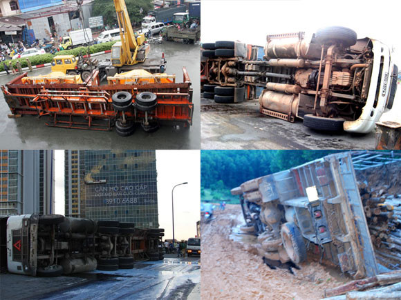 Những vụ lật xe tải, container gây tai nạn nghiêm trọng