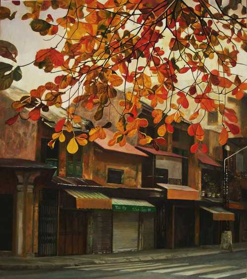 Ngõ nhỏ, phố nhỏ Hà Nội trong tranh Phạm Bình Chương ảnh 7