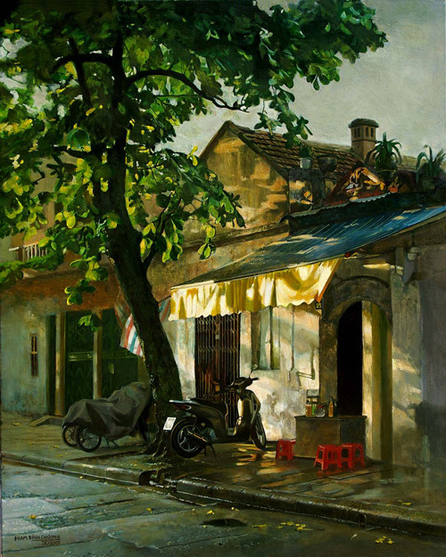 Ngõ nhỏ, phố nhỏ Hà Nội trong tranh Phạm Bình Chương ảnh 9