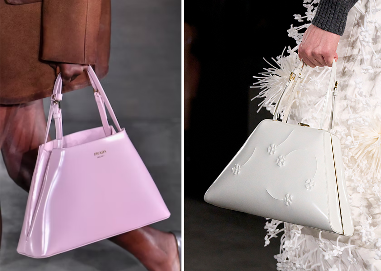 Prada là thương hiệu lăng xê mạnh mẽ nhất những thiết kế túi hình học. Prada là thương hiệu lăng xê mạnh mẽ nhất những thiết kế túi hình học.