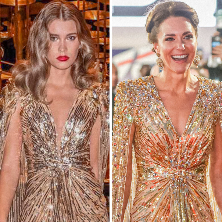 Kate đã phải giảm bớt độ hở của chiếc đầm. Kate đã phải giảm bớt độ hở của chiếc đầm.