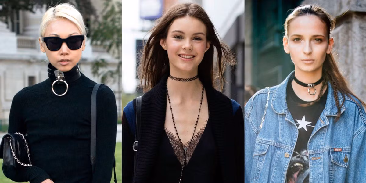 Những chiếc vòng cổ choker bằng da và dây xích đã trở lại trong những năm gần đây.