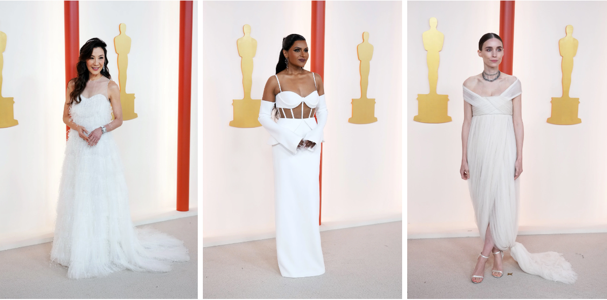 Dương Tử Quỳnh mặc Dior, Mindy Kaling mặc Vera Wang, Rooney Mara chọn Alexander McQueen.