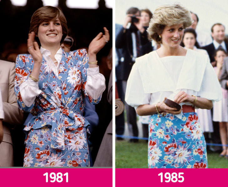 Chiếc đầm hoa tại Giải vô địch quần vợt Wimbledon năm 1981 đã được Công nương cải biên thành đồ mới trong trận đấu polo ở Cirencester năm 1985.