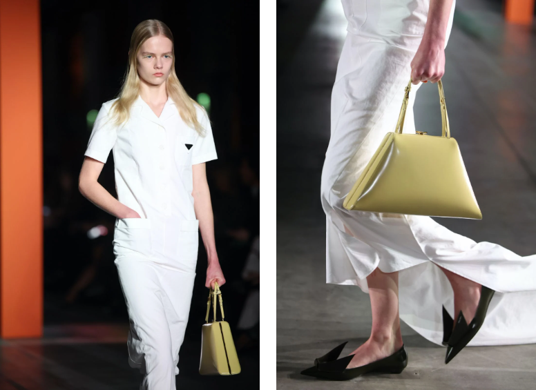 Giữ mọi thứ đơn giản, những chiếc túi cũng được giới hạn trong một bảng màu gồm các màu trung tính được sử dụng trong bộ sưu tập, cụ thể là đen, xám, trắng và nâu.