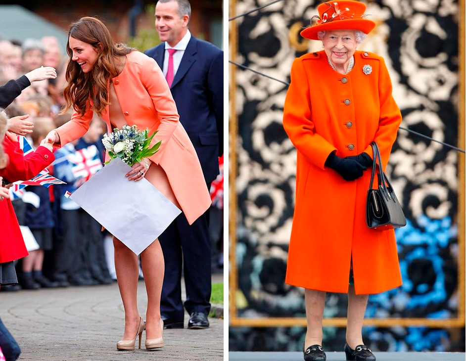 Trừ Nữ hoàng Elizabeth II là không ngại màu chói, các thành viên hoàng gia và cả Kate Middleton đều chọn màu coral (san hô) thay vì màu cam. Trừ Nữ hoàng Elizabeth II là không ngại màu chói, các thành viên hoàng gia và cả Kate Middleton đều chọn màu coral (san hô) thay vì màu cam.