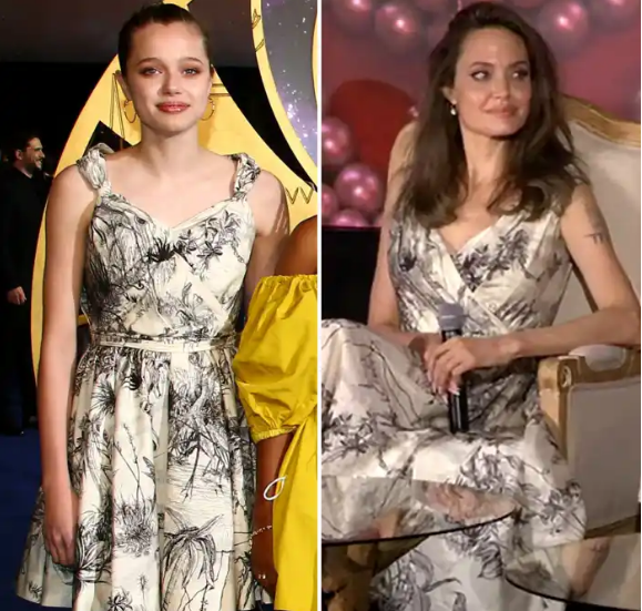 Shiloh Jolie-Pitt xuất hiện trong bộ váy do Angelina Jolie đã mặc trong buổi họp báo Maleficent.