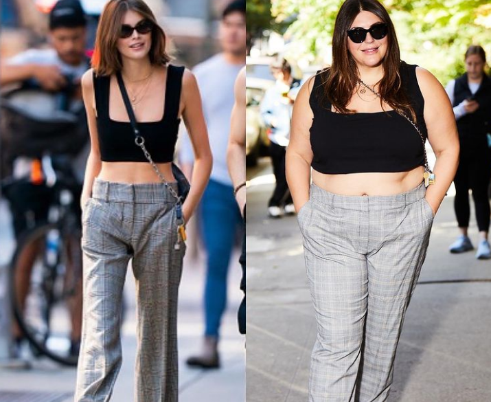 Mặc nguyên set đồ của street style Kaia Gerber, Katie một lần nữa chứng minh kích cỡ không là nguyên nhân ngăn cản bạn ăn mặc thời trang. Mặc nguyên set đồ của street style Kaia Gerber, Katie một lần nữa chứng minh kích cỡ không là nguyên nhân ngăn cản bạn ăn mặc thời trang.