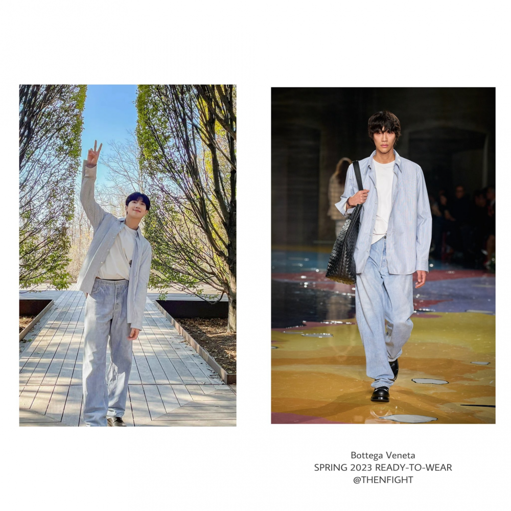 Gần đây RM thường xuyên mặc trang phục đến từ nhà mốt Bottega Veneta.