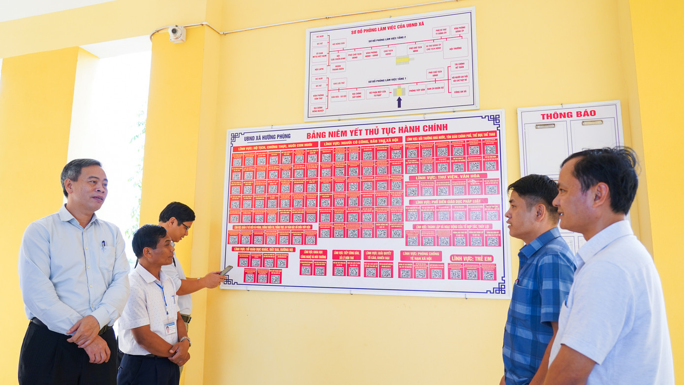 Phó Bí thư Thường trực Tỉnh ủy, Chủ tịch HĐND tỉnh Quảng Trị Nguyễn Đăng Quang (bìa trái) kiểm tra công tác chuẩn bị các điều kiện thành lập xã mới tại xã Hướng Phùng hiện nay. Ảnh: L.T Phó Bí thư Thường trực Tỉnh ủy, Chủ tịch HĐND tỉnh Quảng Trị Nguyễn Đăng Quang (bìa trái) kiểm tra công tác chuẩn bị các điều kiện thành lập xã mới tại xã Hướng Phùng hiện nay. Ảnh: L.T