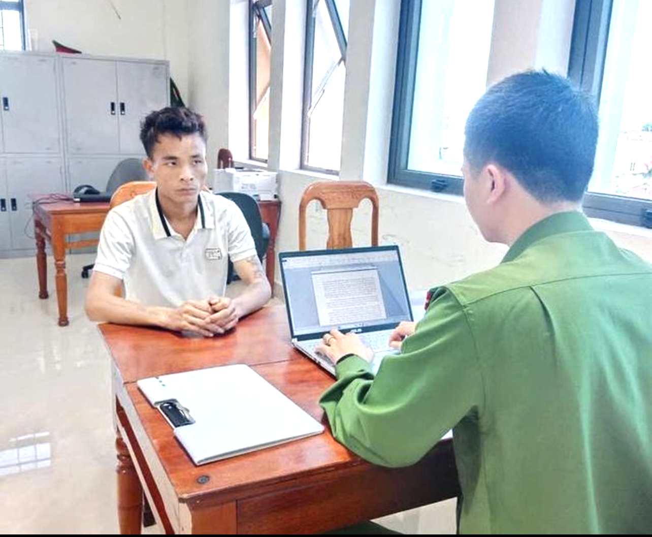 Đối tượng Hồ Văn Càn tại Cơ quan Công an Quảng Trị