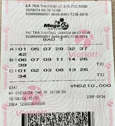 Tấm vé may mắn mang lại giải thưởng cho anh H.