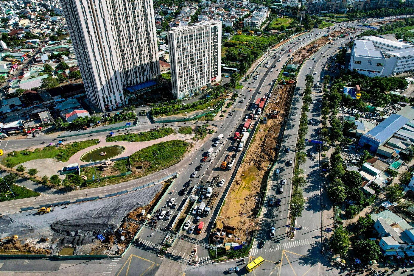 Một đoạn thuộc dự án xây dựng nút giao thông An Phú (TP Thủ Đức). Ảnh: Duy Anh Một đoạn thuộc dự án xây dựng nút giao thông An Phú (TP Thủ Đức). Ảnh: Duy Anh
