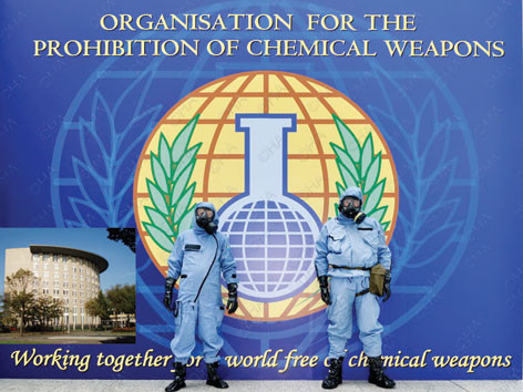 OPCW nỗ lực vì một thế giới không có vũ khí hóa học (Ảnh nhỏ: Trụ sở OPCW tại Hà Lan). Ảnh: Henry Arvidsson - Getty Images