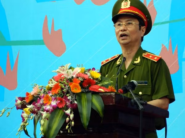 Trung tướng Phạm Quý Ngọ, Thứ trưởng Bộ Công an, Ủy viên Ban chấp hành Trung ương Đảng, đến tham dự và phát biểu