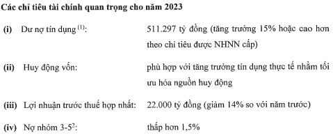 Tại đại hội cổ đông sắp tới, Techcombank sẽ trình cổ đông thông qua kế hoạch kinh doanh năm 2023.
