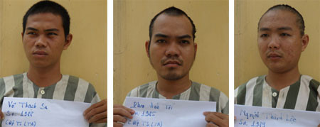 Các đối tượng Sa, Trí, Lộc tại cơ quan Công an.. Các đối tượng Sa, Trí, Lộc tại cơ quan Công an.