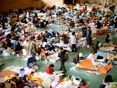 Một trung tâm di tản tại Rikuzentakata