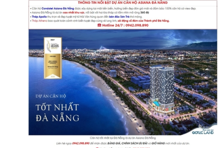 Thông tin rao bán căn hộ Asiana được đăng tải trên mạng, sở Xây dựng TP Đà Nẵng lên tiếng cảnh báo. Thông tin rao bán căn hộ Asiana được đăng tải trên mạng, sở Xây dựng TP Đà Nẵng lên tiếng cảnh báo.