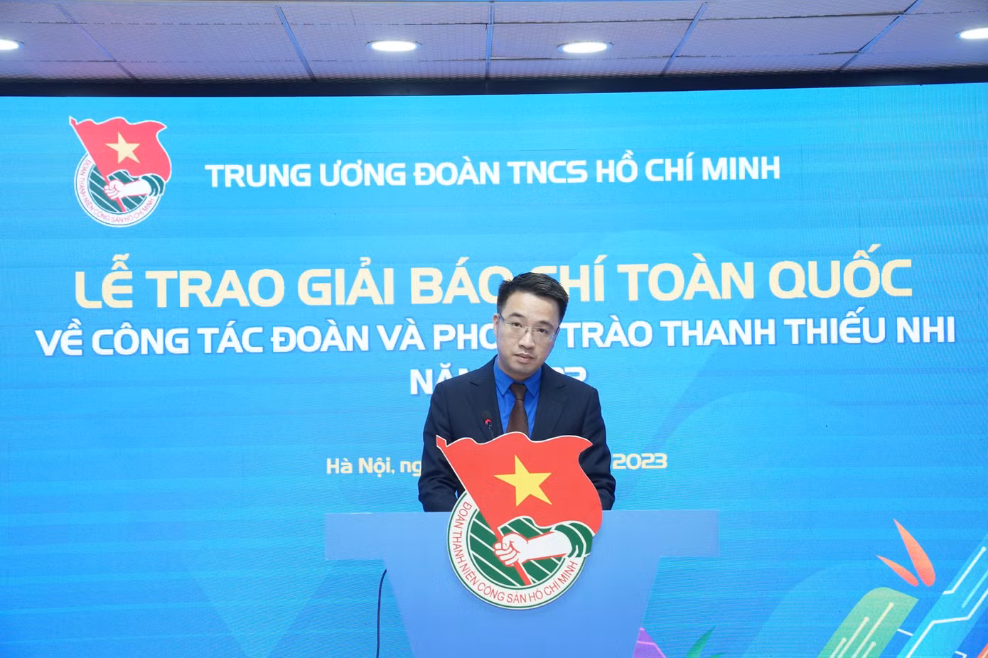 Bí thư T.Ư Đoàn Nguyễn Tường Lâm phát biểu tại lễ trao giải. Ảnh: Ngọc Thắng Bí thư T.Ư Đoàn Nguyễn Tường Lâm phát biểu tại lễ trao giải. Ảnh: Ngọc Thắng