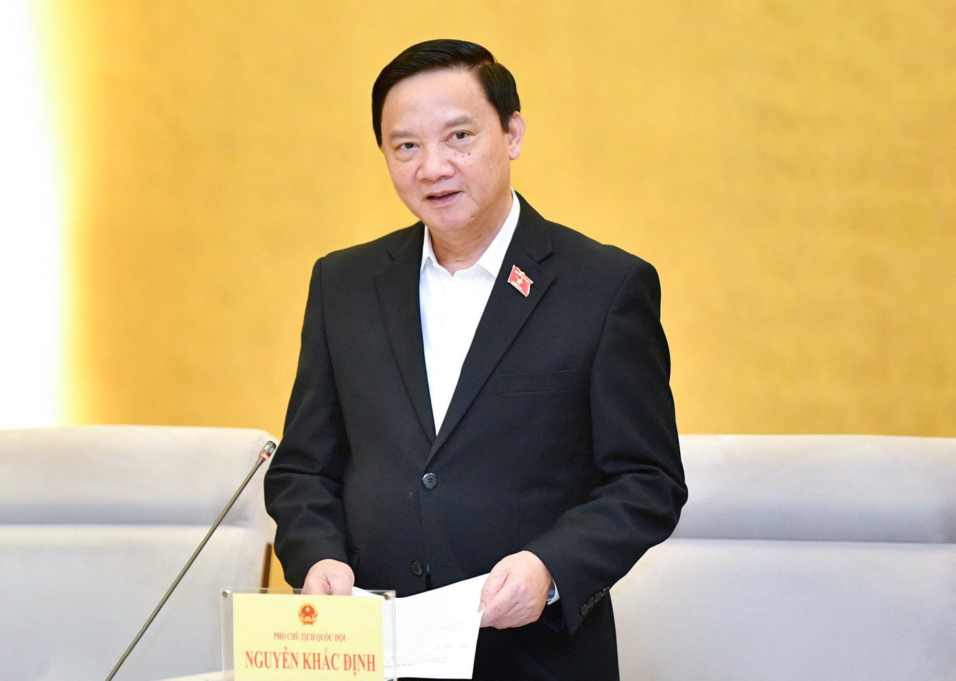 Phó Chủ tịch Quốc hội Nguyễn Khắc Định, Trưởng Đoàn giám sát. (Ảnh: Quốc hội)