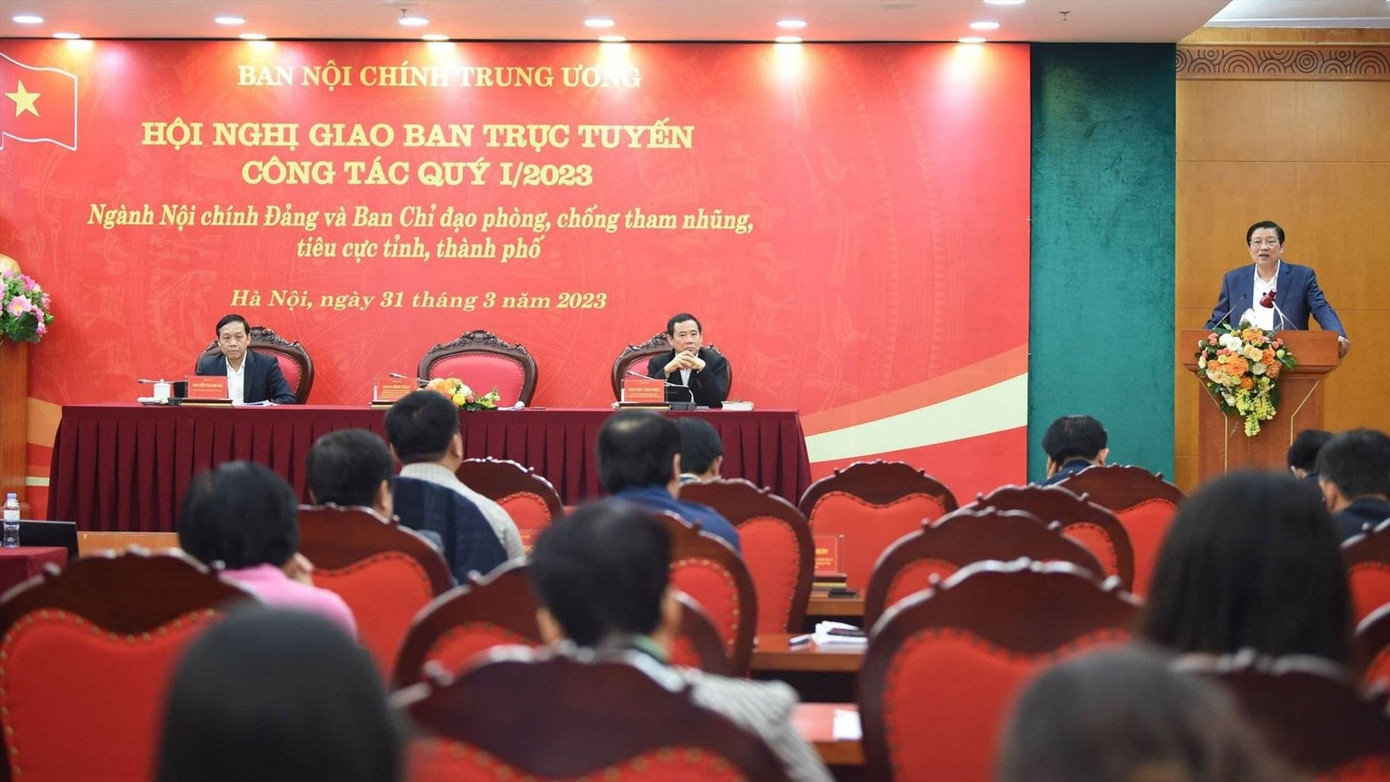 Ban Nội chính Trung ương tổ chức Hội nghị giao ban trực tuyến. (Ảnh: TV) Ban Nội chính Trung ương tổ chức Hội nghị giao ban trực tuyến. (Ảnh: TV)