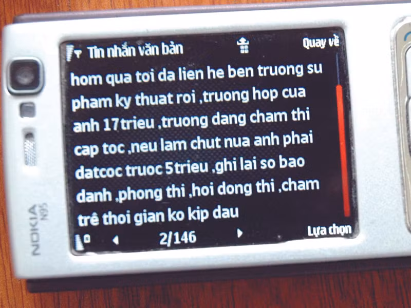 Tin nhắn mà đối tượng gửi cho PV