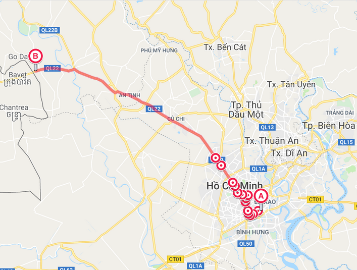 Tuyến xe buýt không trợ giá số 70-3: Chợ Bến Thành - Mộc Bài có hành trình khoảng 80km. Tuyến xe buýt không trợ giá số 70-3: Chợ Bến Thành - Mộc Bài có hành trình khoảng 80km.