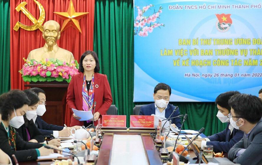 Bà Nguyễn Thị Tuyến, Ủy viên T.Ư Đảng, Phó Bí thư thường trực Thành ủy Hà Nội phát biểu tại buổi làm việc. Ảnh: Quang Thái Bà Nguyễn Thị Tuyến, Ủy viên T.Ư Đảng, Phó Bí thư thường trực Thành ủy Hà Nội phát biểu tại buổi làm việc. Ảnh: Quang Thái