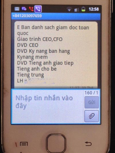 Một tin nhắn rác Ảnh: Thanh Nhân